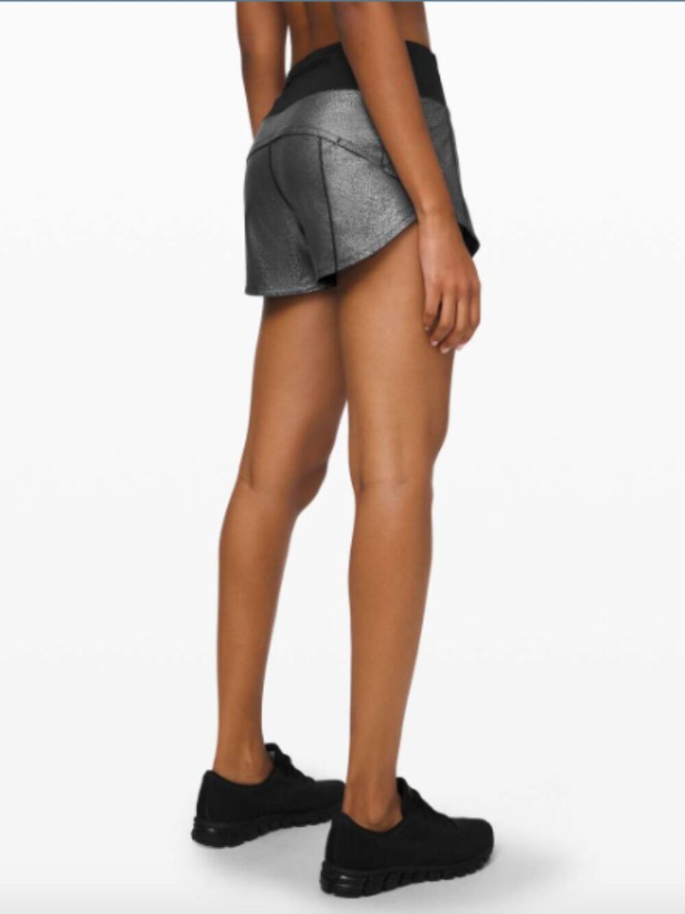 Lululemon Speed Up Short *Long 4" Foil Shorts Size 4 Silver/Black